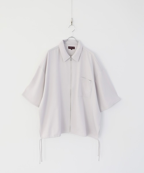 ETELIO（エテリオ）の「ビッグシルエットスリット入りサイドレースジップシャツ（シャツ/ブラウス・メンズ・ブラック/ライトグレー/ワイン/ブルー・S/L/M）」の22枚目の写真