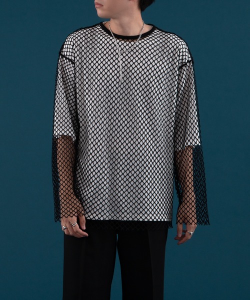 SELLE GLANT(セレグランテ)の「MESH PULLOVER TOPS/メッシュプルオーバートップス(Tシャツ/カットソー・メンズ・ブラック/グリーン・MEDIUM/LARGE)」の3枚目の写真