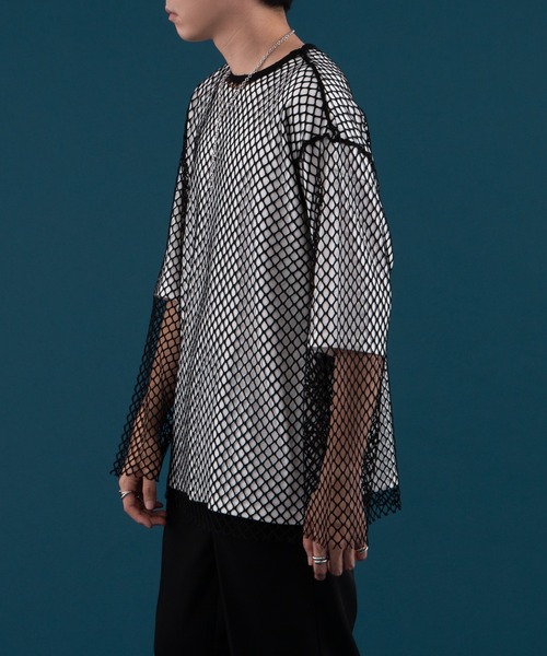 SELLE GLANT(セレグランテ)の「MESH PULLOVER TOPS/メッシュプルオーバートップス(Tシャツ/カットソー・メンズ・ブラック/グリーン・MEDIUM/LARGE)」の4枚目の写真