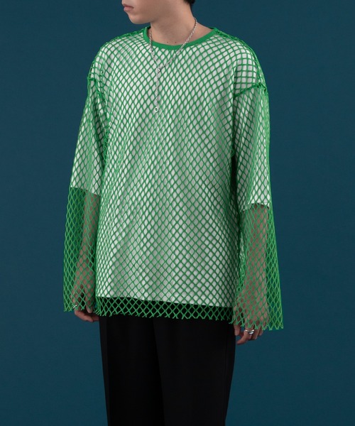 SELLE GLANT(セレグランテ)の「MESH PULLOVER TOPS/メッシュプルオーバートップス(Tシャツ/カットソー・メンズ・ブラック/グリーン・MEDIUM/LARGE)」の14枚目の写真