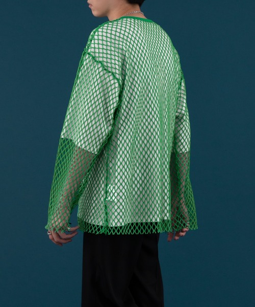 SELLE GLANT(セレグランテ)の「MESH PULLOVER TOPS/メッシュプルオーバートップス(Tシャツ/カットソー・メンズ・ブラック/グリーン・MEDIUM/LARGE)」の15枚目の写真