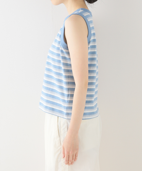 Spick & Span(スピックアンドスパン)の「【MEYAME / メヤメ】 RANDAM BORDER SLEEVELESS(タンクトップ・レディース・ライトブルー/イエロー・FREE)」の9枚目の写真