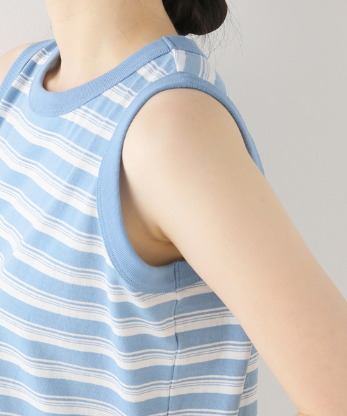 Spick & Span(スピックアンドスパン)の「【MEYAME / メヤメ】 RANDAM BORDER SLEEVELESS(タンクトップ・レディース・ライトブルー/イエロー・FREE)」の13枚目の写真