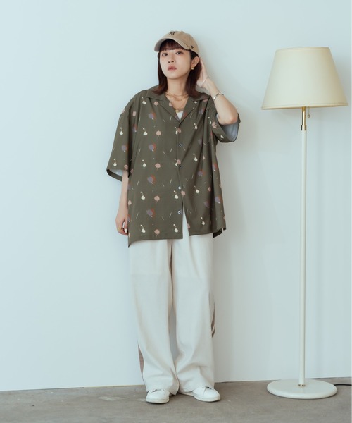 セール】スラブポリ スプラッシュ ドットSSシャツ 総柄シャツ