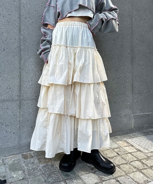 CIAOPANIC（チャオパニック）の「旧品番 非表示 ﾅｲﾛﾝﾃｨｱｰﾄﾞｽｶｰﾄ（スカート・レディース・オフホワイト/ブラック/キャメル・FREE）」の2枚目の写真