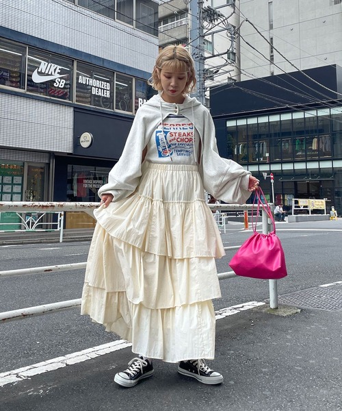 CIAOPANIC（チャオパニック）の「旧品番 非表示 ﾅｲﾛﾝﾃｨｱｰﾄﾞｽｶｰﾄ（スカート・レディース・オフホワイト/ブラック/キャメル・FREE）」の8枚目の写真