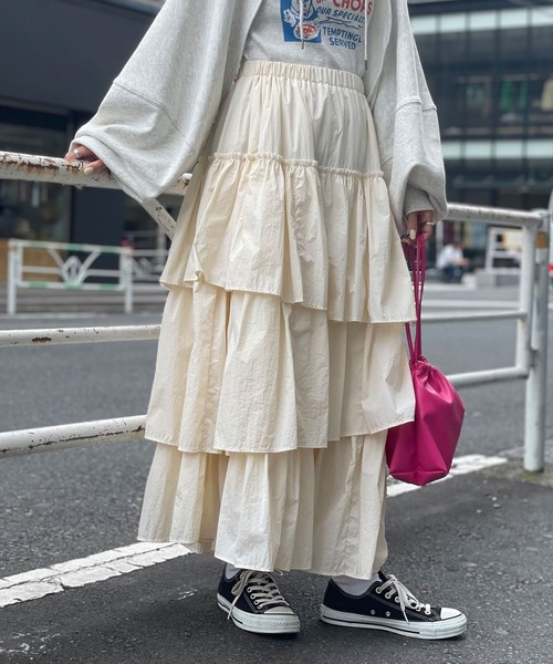 CIAOPANIC（チャオパニック）の「旧品番 非表示 ﾅｲﾛﾝﾃｨｱｰﾄﾞｽｶｰﾄ（スカート・レディース・オフホワイト/ブラック/キャメル・FREE）」の11枚目の写真