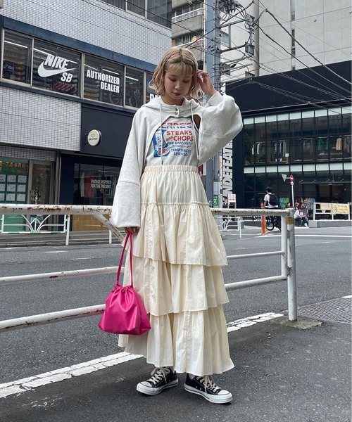 CIAOPANIC（チャオパニック）の「旧品番 非表示 ﾅｲﾛﾝﾃｨｱｰﾄﾞｽｶｰﾄ（スカート・レディース・オフホワイト/ブラック/キャメル・FREE）」の7枚目の写真