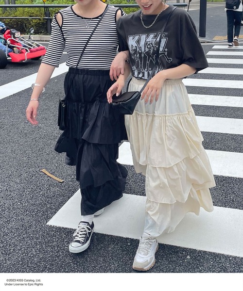 CIAOPANIC（チャオパニック）の「旧品番 非表示 ﾅｲﾛﾝﾃｨｱｰﾄﾞｽｶｰﾄ（スカート・レディース・オフホワイト/ブラック/キャメル・FREE）」の6枚目の写真