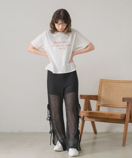 RETRO GIRL(レトロガール)の「サイドリボンメッシュPT(その他パンツ・レディース・ブラック/アイボリー・FREE)」の4枚目の写真