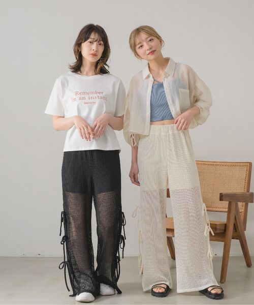 RETRO GIRL(レトロガール)の「サイドリボンメッシュPT(その他パンツ・レディース・ブラック/アイボリー・FREE)」の7枚目の写真