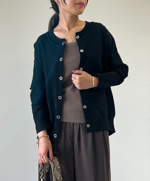 un dix cors（アンディコール）の「超軽量サイド切替カーディガン（カーディガン/ボレロ・レディース・ブラック/オレンジ/グリーン/オフホワイト・FREE）」の20枚目の写真