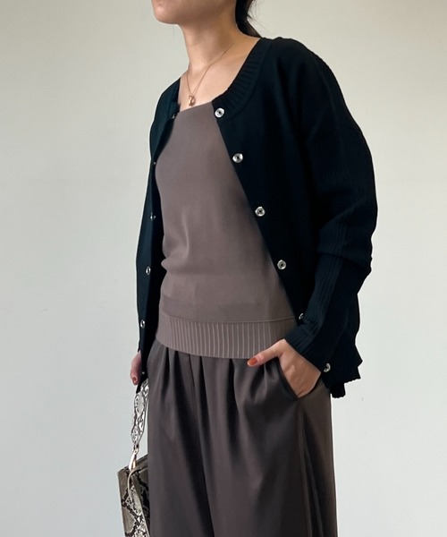 un dix cors（アンディコール）の「超軽量サイド切替カーディガン（カーディガン/ボレロ・レディース・ブラック/オレンジ/グリーン/オフホワイト・FREE）」の22枚目の写真