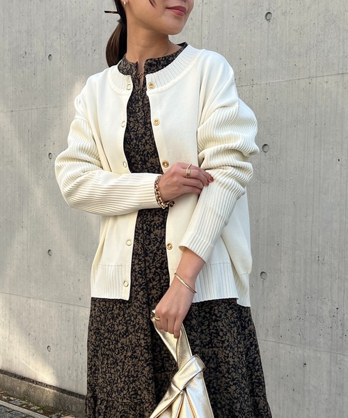 un dix cors（アンディコール）の「超軽量サイド切替カーディガン（カーディガン/ボレロ・レディース・ブラック/オレンジ/グリーン/オフホワイト・FREE）」の9枚目の写真