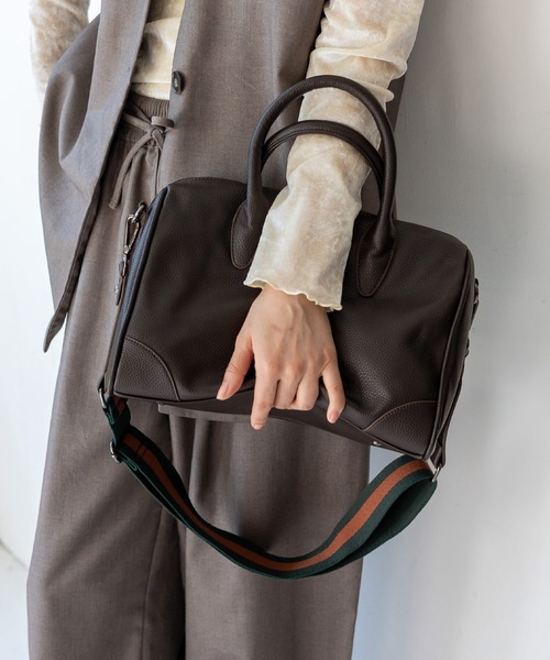 VitaFelice（ヴィータフェリーチェ）の「ストライプショルダー2wayミニボストンバッグ（ボストンバッグ・レディース・ブラック/チョコ/ネイビー/ライトグレー・FREE）」の22枚目の写真