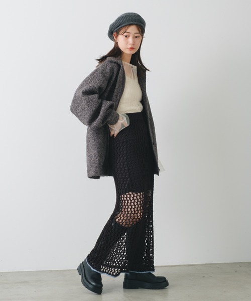 Kastane（カスタネ）の「メッシュニットスカート（スカート・レディース・アイボリー/ブラック・FREE）」の19枚目の写真