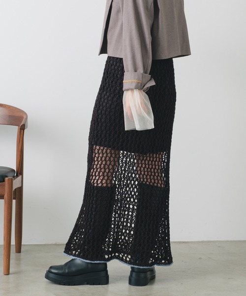 Kastane（カスタネ）の「メッシュニットスカート（スカート・レディース・アイボリー/ブラック・FREE）」の17枚目の写真
