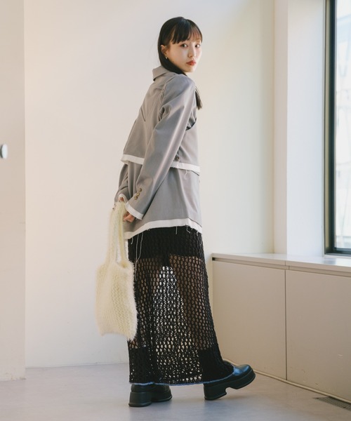 Kastane（カスタネ）の「メッシュニットスカート（スカート・レディース・アイボリー/ブラック・FREE）」の21枚目の写真