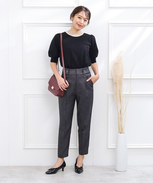 couture brooch（クチュールブローチ）の「◆【洗える、ラクチン】デニムライクテーパードパンツ（その他パンツ・レディース・ブラック/ダークネイビー・36/38/42/40）」の3枚目の写真