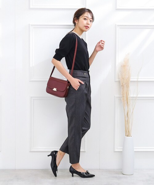 couture brooch（クチュールブローチ）の「◆【洗える、ラクチン】デニムライクテーパードパンツ（その他パンツ・レディース・ブラック/ダークネイビー・36/38/42/40）」の4枚目の写真