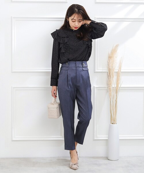 couture brooch（クチュールブローチ）の「◆【洗える、ラクチン】デニムライクテーパードパンツ（その他パンツ・レディース・ブラック/ダークネイビー・36/38/42/40）」の12枚目の写真