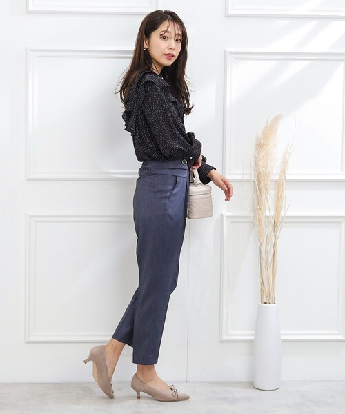 couture brooch（クチュールブローチ）の「◆【洗える、ラクチン】デニムライクテーパードパンツ（その他パンツ・レディース・ブラック/ダークネイビー・36/38/42/40）」の13枚目の写真