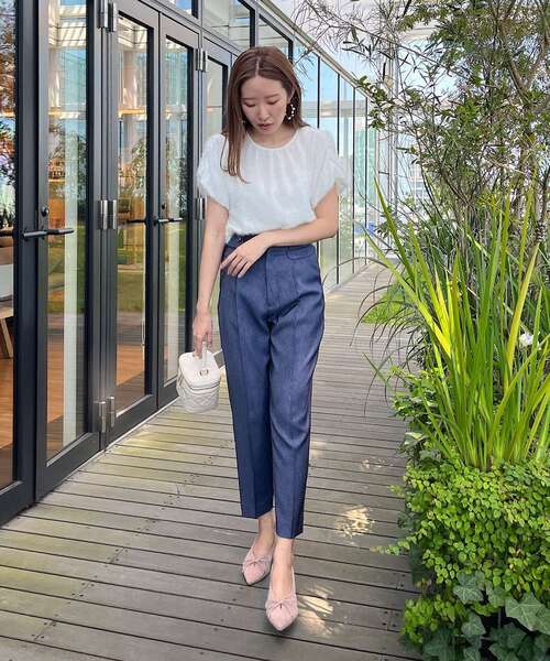 couture brooch（クチュールブローチ）の「◆【洗える、ラクチン】デニムライクテーパードパンツ（その他パンツ・レディース・ブラック/ダークネイビー・36/38/42/40）」の18枚目の写真