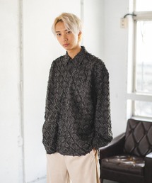 【ADAMPATEK】diagonal fringe pattern looose shirt/フリンジ/長袖シャツ/アダムパテック