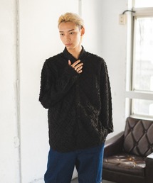 【ADAMPATEK】diagonal fringe pattern looose shirt/フリンジ/長袖シャツ/アダムパテック