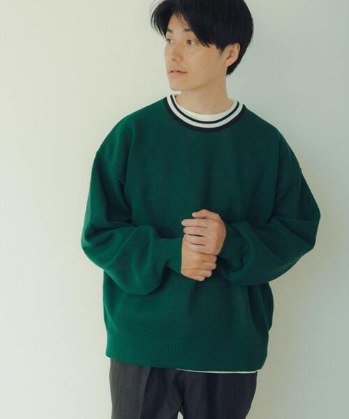 ITEMS URBANRESEARCH（アイテムズ アーバンリサーチ）の「衿ライン メッシュクルーネック プルオーバー（Tシャツ/カットソー・メンズ・オフホワイト/グリーン/レッド/ブラック・LARGE/MEDIUM）」の4枚目の写真