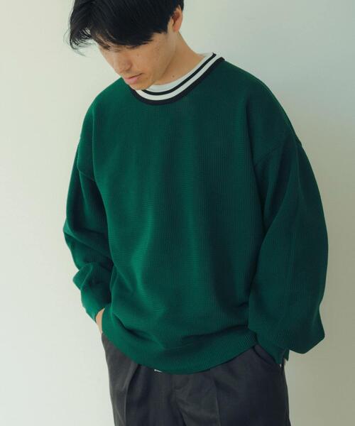 ITEMS URBANRESEARCH（アイテムズ アーバンリサーチ）の「衿ライン メッシュクルーネック プルオーバー（Tシャツ/カットソー・メンズ・オフホワイト/グリーン/レッド/ブラック・LARGE/MEDIUM）」の17枚目の写真