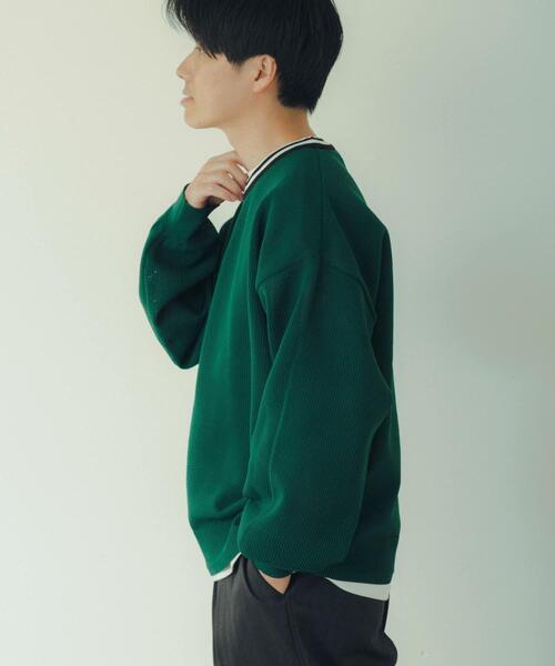 ITEMS URBANRESEARCH（アイテムズ アーバンリサーチ）の「衿ライン メッシュクルーネック プルオーバー（Tシャツ/カットソー・メンズ・オフホワイト/グリーン/レッド/ブラック・LARGE/MEDIUM）」の18枚目の写真