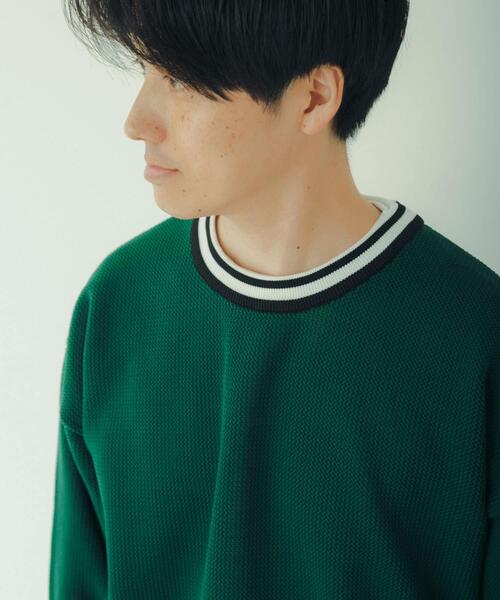 ITEMS URBANRESEARCH（アイテムズ アーバンリサーチ）の「衿ライン メッシュクルーネック プルオーバー（Tシャツ/カットソー・メンズ・オフホワイト/グリーン/レッド/ブラック・LARGE/MEDIUM）」の12枚目の写真