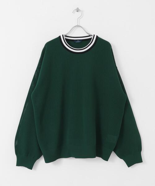 ITEMS URBANRESEARCH（アイテムズ アーバンリサーチ）の「衿ライン メッシュクルーネック プルオーバー（Tシャツ/カットソー・メンズ・オフホワイト/グリーン/レッド/ブラック・LARGE/MEDIUM）」の14枚目の写真