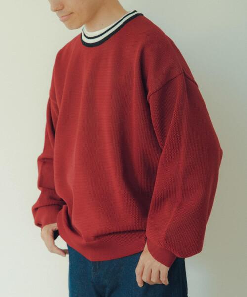 ITEMS URBANRESEARCH（アイテムズ アーバンリサーチ）の「衿ライン メッシュクルーネック プルオーバー（Tシャツ/カットソー・メンズ・オフホワイト/グリーン/レッド/ブラック・LARGE/MEDIUM）」の5枚目の写真