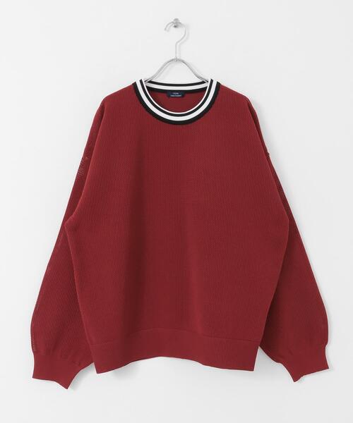 ITEMS URBANRESEARCH（アイテムズ アーバンリサーチ）の「衿ライン メッシュクルーネック プルオーバー（Tシャツ/カットソー・メンズ・オフホワイト/グリーン/レッド/ブラック・LARGE/MEDIUM）」の10枚目の写真