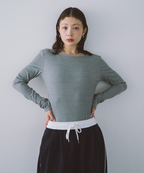 HANNE（アン）の「オープンバックボディスーツ（Tシャツ/カットソー・レディース・チャコールグレー/ブラック/ホワイト/グレー・FREE）」の7枚目の写真