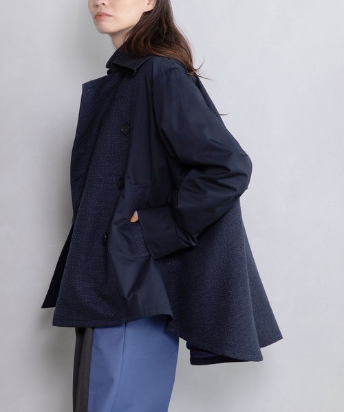 MARECHAL TERRE（マルシャルテル）の「ツイードミックストレンチコート（トレンチコート・レディース・ベージュ/ネイビー/インディゴブルー/ブラック・MEDIUM）」の4枚目の写真