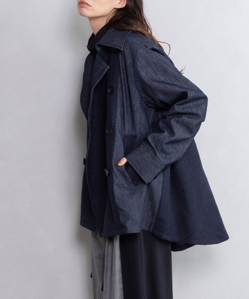 MARECHAL TERRE（マルシャルテル）の「ツイードミックストレンチコート（トレンチコート・レディース・ベージュ/ネイビー/インディゴブルー/ブラック・MEDIUM）」の5枚目の写真