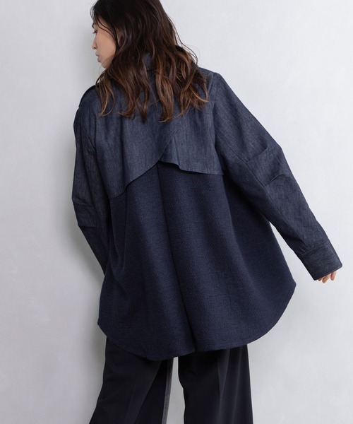 MARECHAL TERRE（マルシャルテル）の「ツイードミックストレンチコート（トレンチコート・レディース・ベージュ/ネイビー/インディゴブルー/ブラック・MEDIUM）」の6枚目の写真