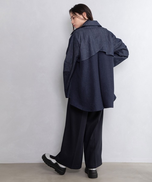 MARECHAL TERRE（マルシャルテル）の「ツイードミックストレンチコート（トレンチコート・レディース・ベージュ/ネイビー/インディゴブルー/ブラック・MEDIUM）」の7枚目の写真