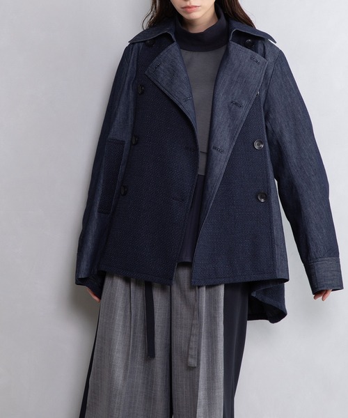 MARECHAL TERRE（マルシャルテル）の「ツイードミックストレンチコート（トレンチコート・レディース・ベージュ/ネイビー/インディゴブルー/ブラック・MEDIUM）」の9枚目の写真