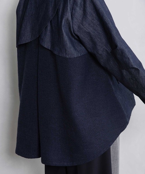 MARECHAL TERRE（マルシャルテル）の「ツイードミックストレンチコート（トレンチコート・レディース・ベージュ/ネイビー/インディゴブルー/ブラック・MEDIUM）」の13枚目の写真