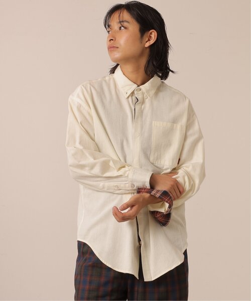 DOUBLE NAME（ダブルネーム）の「チェック柄ボーイズシャツ/ユニセックス可（シャツ/ブラウス・レディース・オレンジ系/キナリ/ネイビー系・FREE）」の4枚目の写真