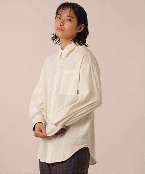 DOUBLE NAME（ダブルネーム）の「チェック柄ボーイズシャツ/ユニセックス可（シャツ/ブラウス・レディース・オレンジ系/キナリ/ネイビー系・FREE）」の6枚目の写真