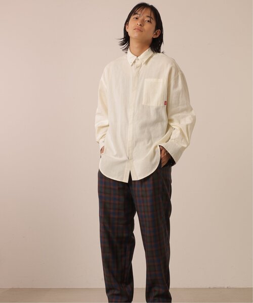 DOUBLE NAME（ダブルネーム）の「チェック柄ボーイズシャツ/ユニセックス可（シャツ/ブラウス・レディース・オレンジ系/キナリ/ネイビー系・FREE）」の8枚目の写真