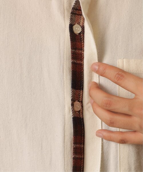 DOUBLE NAME（ダブルネーム）の「チェック柄ボーイズシャツ/ユニセックス可（シャツ/ブラウス・レディース・オレンジ系/キナリ/ネイビー系・FREE）」の10枚目の写真