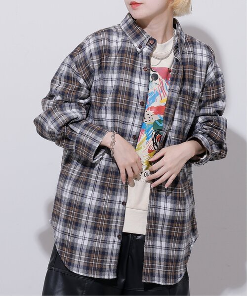 DOUBLE NAME（ダブルネーム）の「チェック柄ボーイズシャツ/ユニセックス可（シャツ/ブラウス・レディース・オレンジ系/キナリ/ネイビー系・FREE）」の15枚目の写真