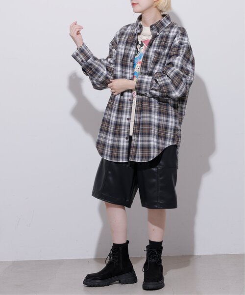 DOUBLE NAME（ダブルネーム）の「チェック柄ボーイズシャツ/ユニセックス可（シャツ/ブラウス・レディース・オレンジ系/キナリ/ネイビー系・FREE）」の16枚目の写真