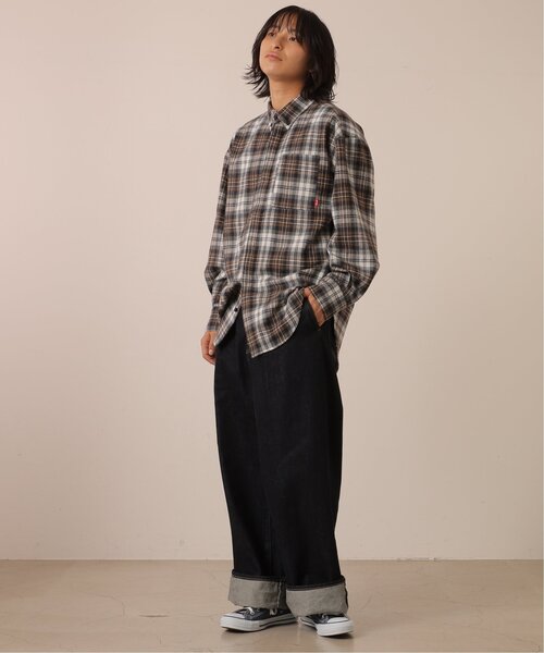 DOUBLE NAME（ダブルネーム）の「チェック柄ボーイズシャツ/ユニセックス可（シャツ/ブラウス・レディース・オレンジ系/キナリ/ネイビー系・FREE）」の20枚目の写真